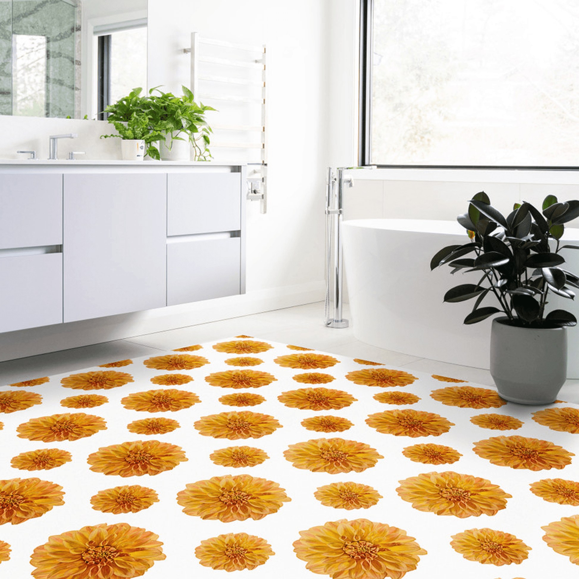 bathroom mat floral sunflower non slip vinyl rug made in usa - True USA Co